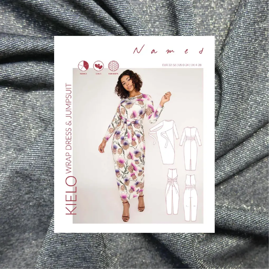 Kielo Wrap Dress Kit - Ritz Gold Lurex Jersey-Sewing Kit-Flying Bobbins Haberdashery