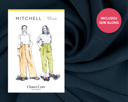 Mitchell Trousers Kit - Lyocell Viscose Twill in Navy-Sewing Kit-Flying Bobbins Haberdashery
