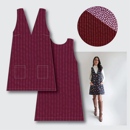 Margot Pinafore Kit -Cotton Corduroy in Bordeaux-Sewing Kit-Flying Bobbins Haberdashery