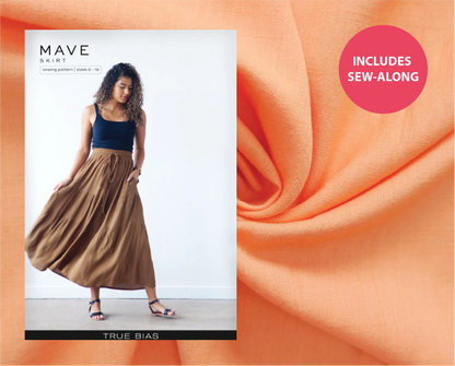 Mave Skirt Kit - Rayon Slub in Mandarin-Skirt-Flying Bobbins Haberdashery