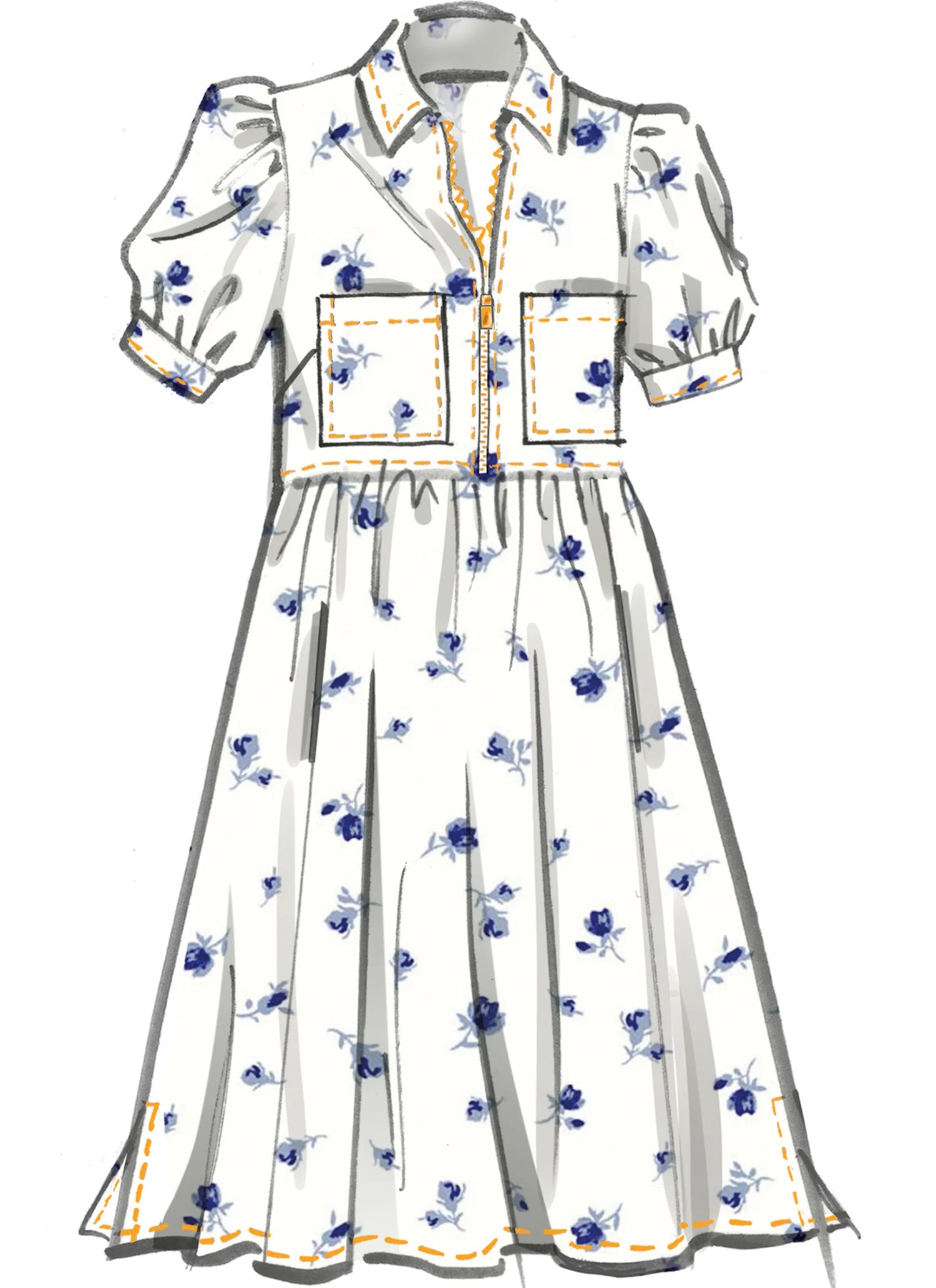McCalls M8553, Zip Through Dress-Pattern-Flying Bobbins Haberdashery