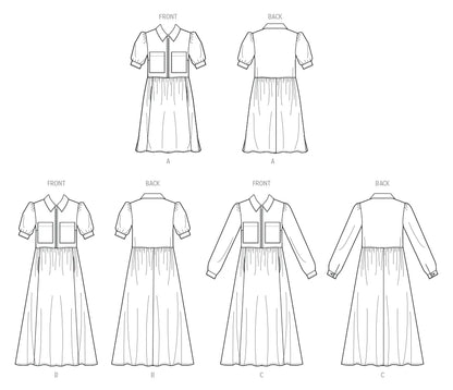 Zip Dress Kit - Atelier Brunette Fine Cord in Night-Sewing Kit-Flying Bobbins Haberdashery