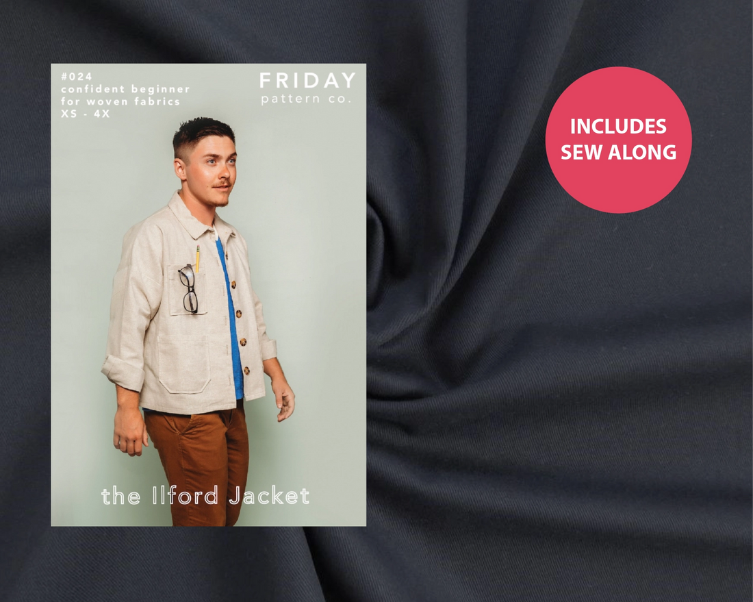 Ilford Unisex Jacket Kit - Cambridge Twill in Navy-Sewing Kit-Flying Bobbins Haberdashery