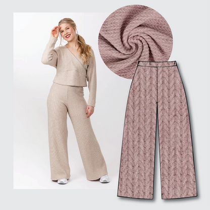 Olo Pants Kit - Angora Touch Cable in Rose-Sewing Kit-Flying Bobbins Haberdashery