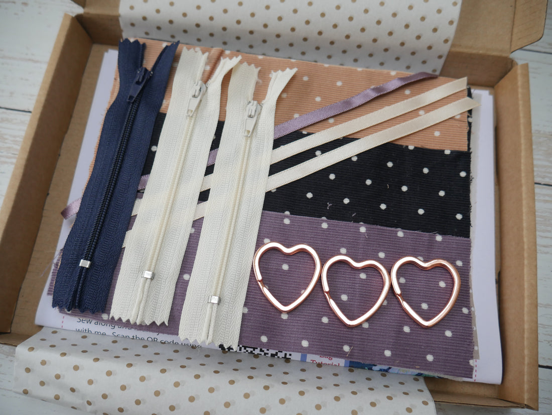 Mini Boxed Bag Trio, Pin Spot Cord-Sewing Kit-Flying Bobbins Haberdashery