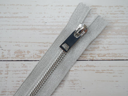 Glisty Silver Metal Zip, 25cm-Zip-Flying Bobbins Haberdashery