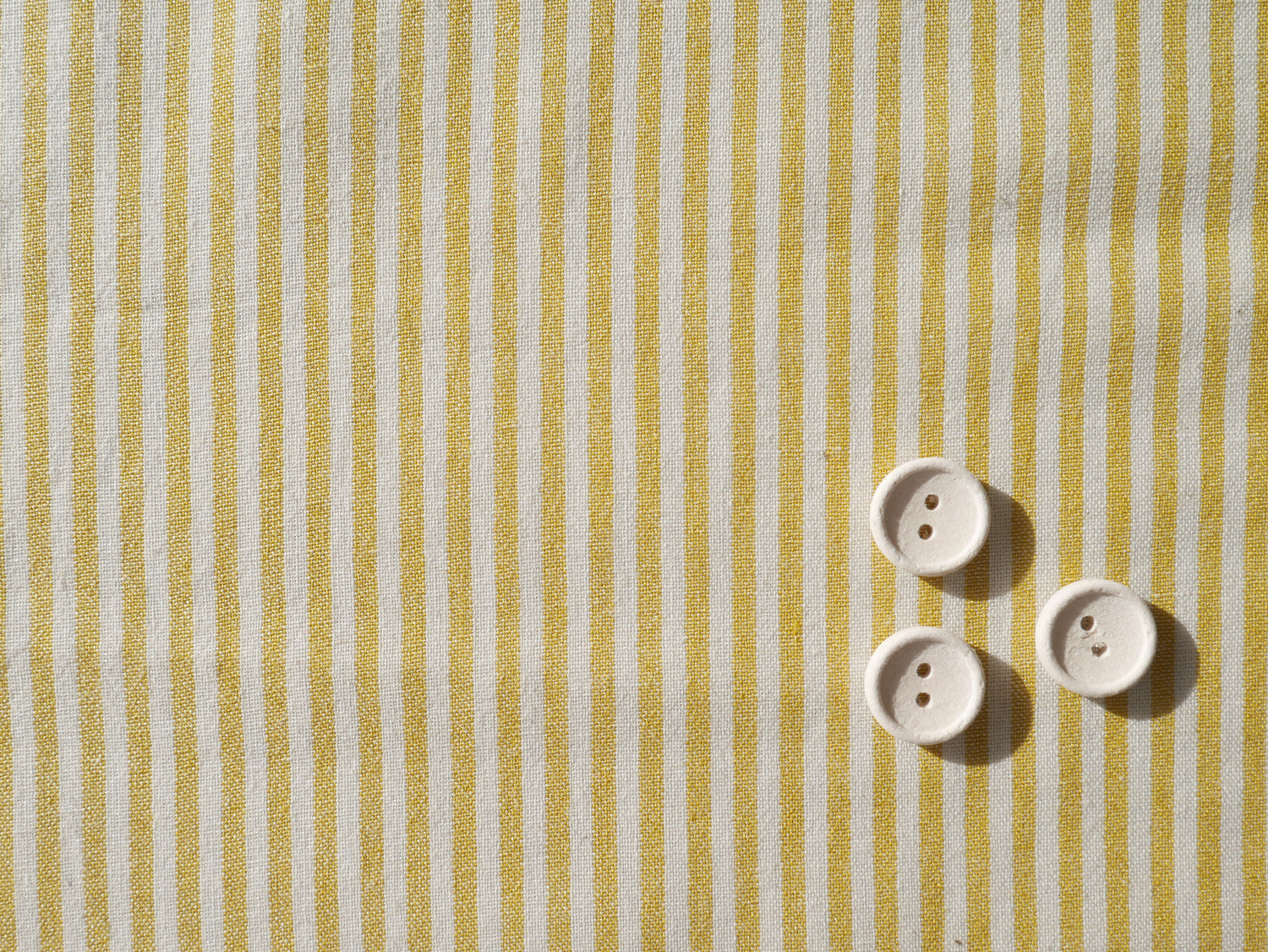 Raytis Laundered Cotton Stripe in Yellow, £15.50 p/m-Cotton Fabric-Flying Bobbins Haberdashery