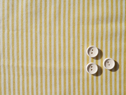 Raytis Laundered Cotton Stripe in Yellow, £15.50 p/m-Cotton Fabric-Flying Bobbins Haberdashery