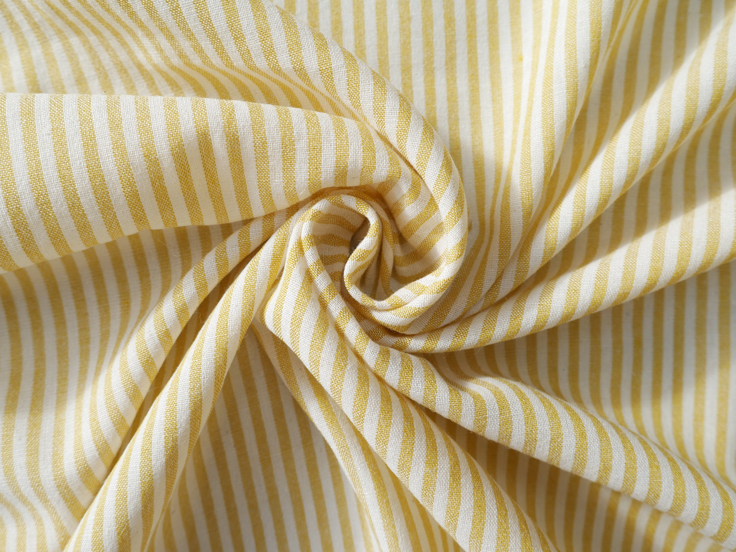 Raytis Laundered Cotton Stripe in Yellow, £15.50 p/m-Cotton Fabric-Flying Bobbins Haberdashery