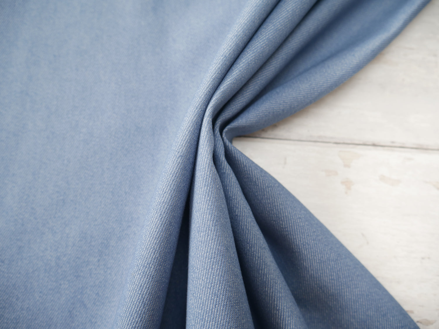 Stretch Denim in Mid Blue, £15.00 p/m-Denim-Flying Bobbins Haberdashery