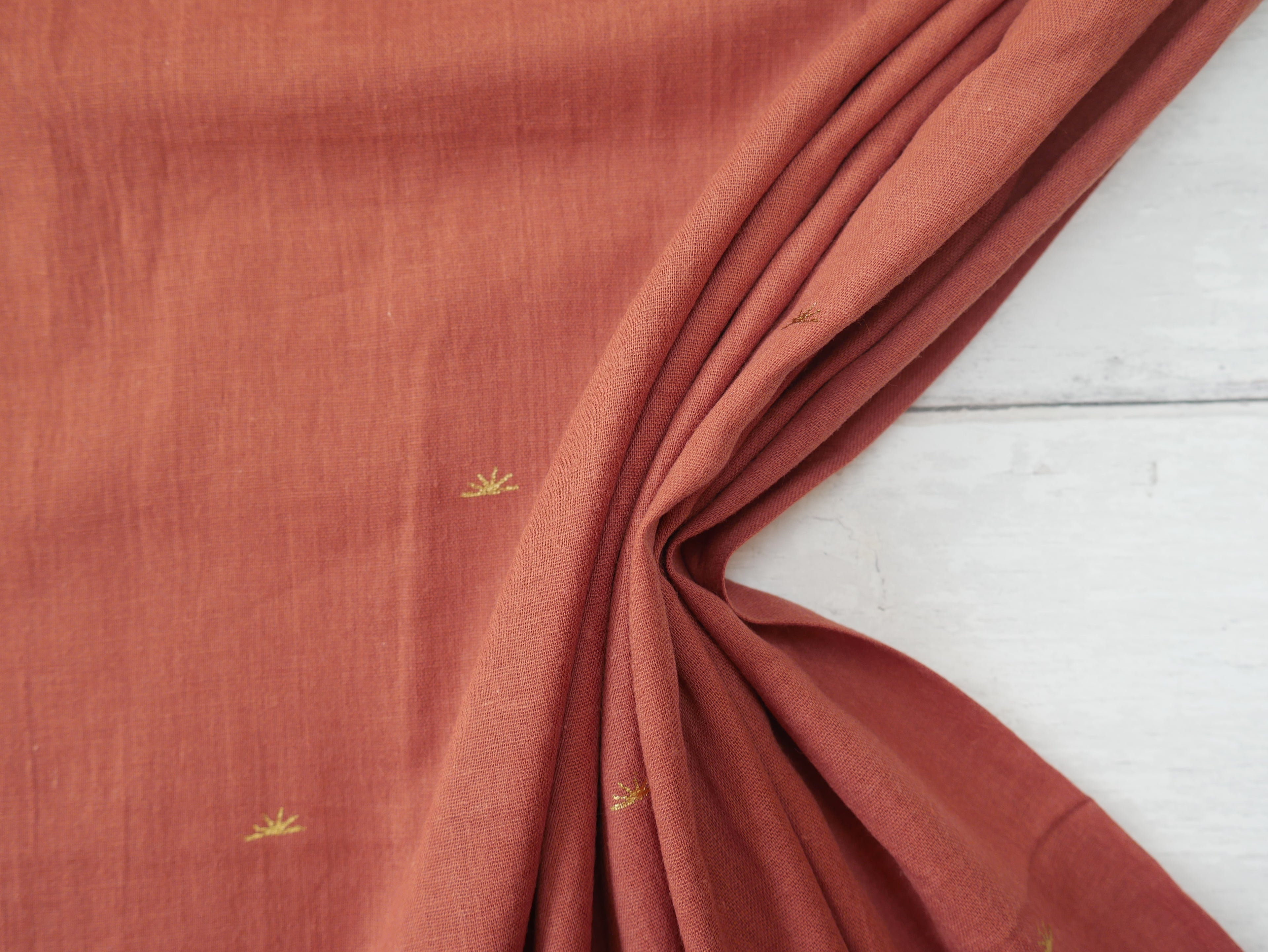 Atelier Brunette Sunset Cotton Gauze in Chestnut-Cotton Fabric-Flying Bobbins Haberdashery