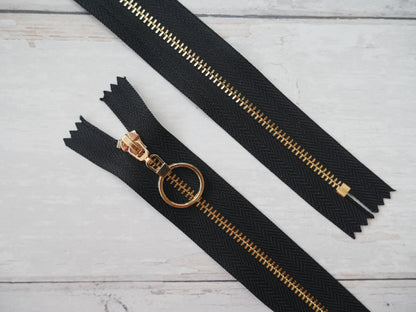 Metal Zip With Large O-Puller, 30cm-Zip-Flying Bobbins Haberdashery