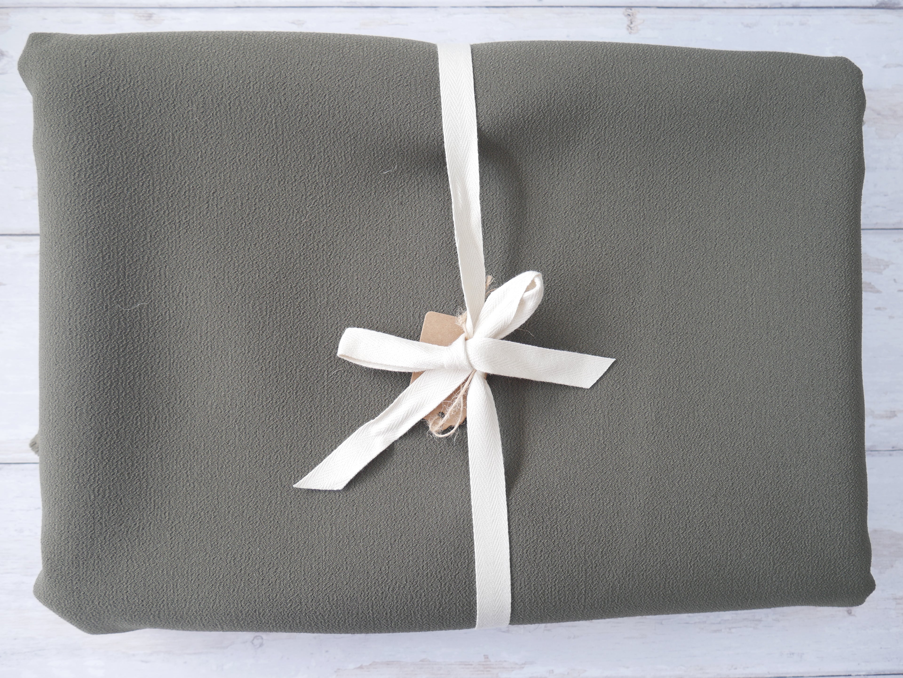 REMNANT - Lady McElroy Samba Crepe in Olive FAULT, 2.7m-Remnants-Flying Bobbins Haberdashery
