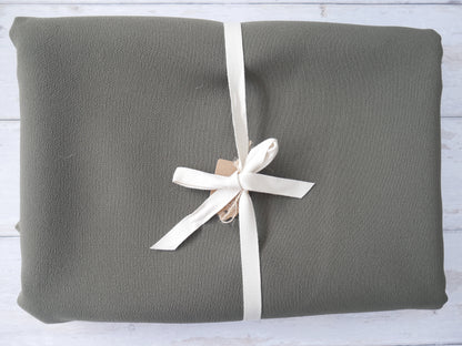 REMNANT - Lady McElroy Samba Crepe in Olive FAULT, 2.7m-Remnants-Flying Bobbins Haberdashery