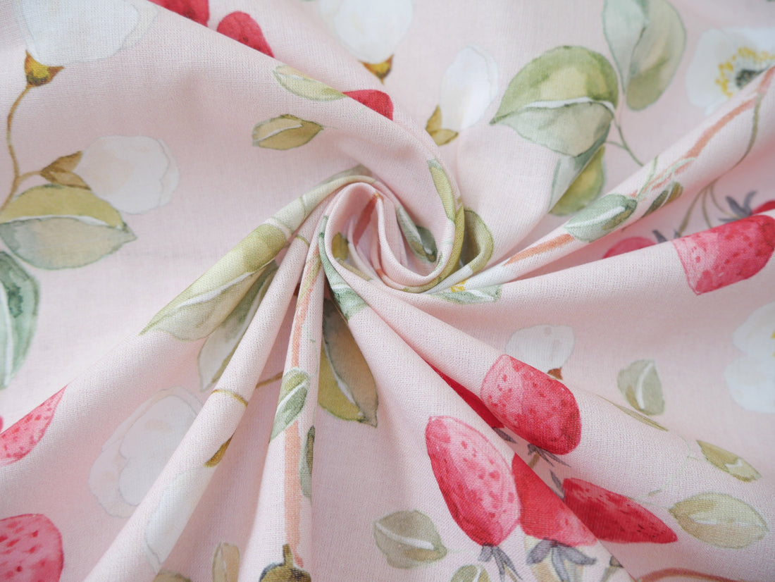 Cotton Poplin in Strawberry Blossom, £16.50 p/m-Cotton Fabric-Flying Bobbins Haberdashery