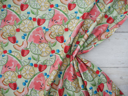 Sweet Summertime Tossed Fruit Printed Cotton, £14.50 pm-Cotton Fabric-Flying Bobbins Haberdashery