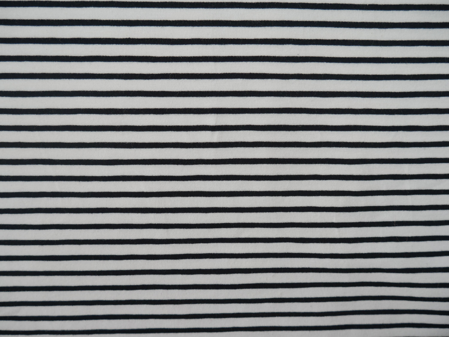 Breton Stripe Cotton Jersey in Black &amp; Ivory £16.00 pm-Cotton Jersey-Flying Bobbins Haberdashery