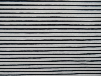 Breton Stripe Cotton Jersey in Black &amp; Ivory £16.00 pm-Cotton Jersey-Flying Bobbins Haberdashery
