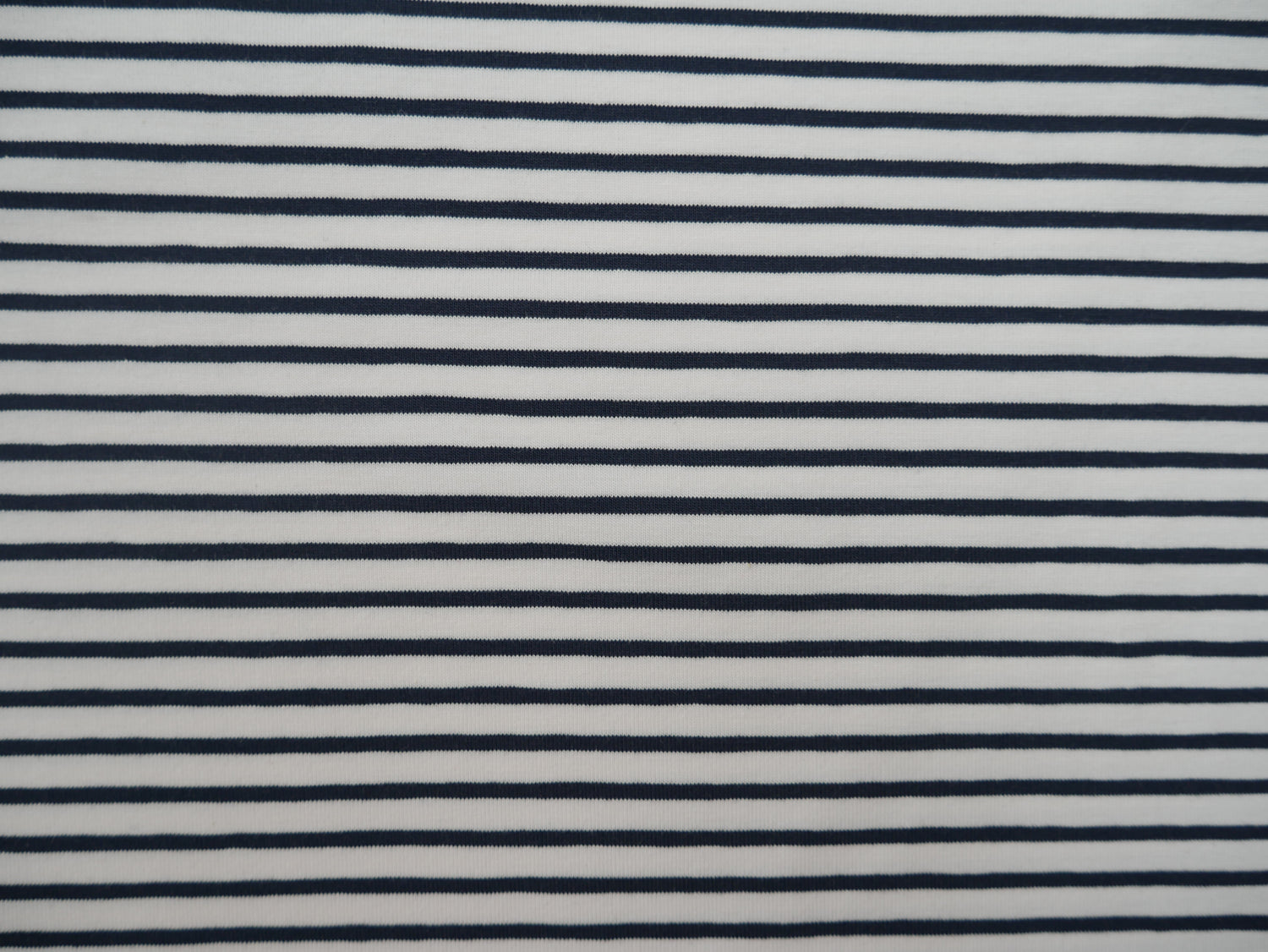 Breton Stripe Cotton Jersey in Navy &amp; Ivory £16.00 pm-Cotton Jersey-Flying Bobbins Haberdashery