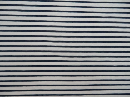 Breton Stripe Cotton Jersey in Navy &amp; Ivory £16.00 pm-Cotton Jersey-Flying Bobbins Haberdashery