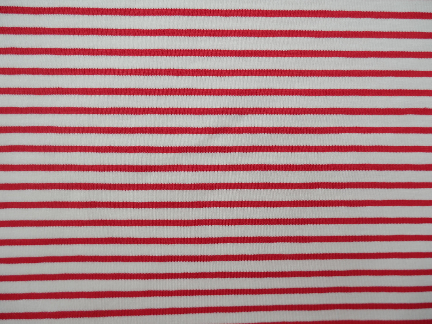 Breton Stripe Cotton Jersey in Red &amp; Ivory £16.00 pm-Cotton Jersey-Flying Bobbins Haberdashery