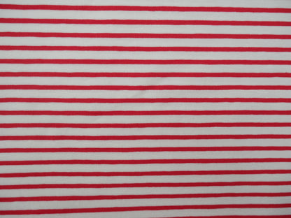 Breton Stripe Cotton Jersey in Red &amp; Ivory £16.00 pm-Cotton Jersey-Flying Bobbins Haberdashery