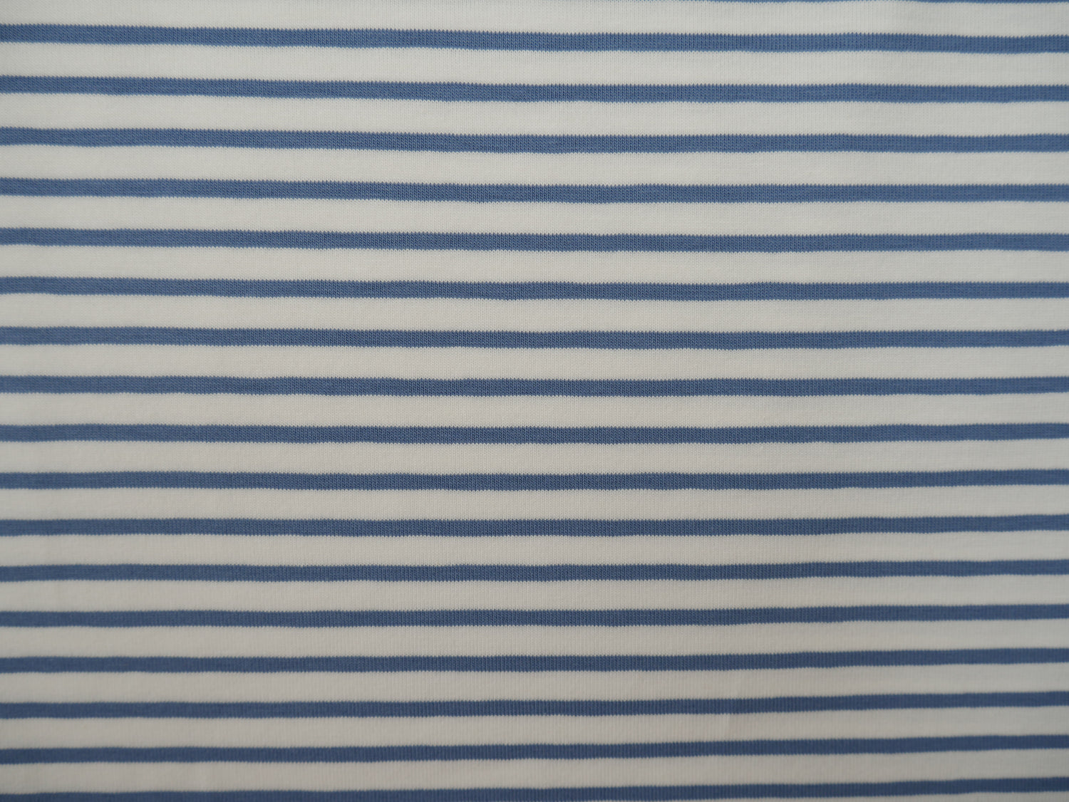 Breton Stripe Cotton Jersey in Sky &amp; Ivory £16.00 pm-Cotton Jersey-Flying Bobbins Haberdashery