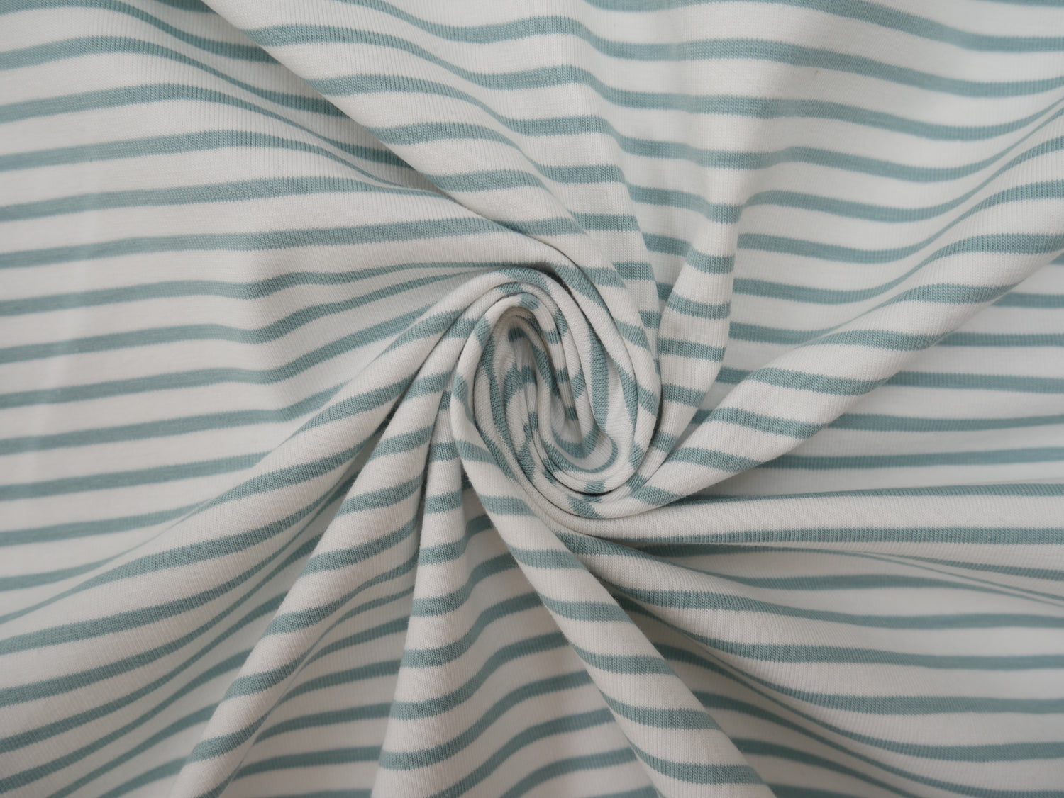 Breton Stripe Cotton Jersey in Sage &amp; Ivory £16.00 pm-Cotton Jersey-Flying Bobbins Haberdashery