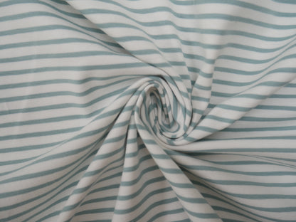 Breton Stripe Cotton Jersey in Sage &amp; Ivory £16.00 pm-Cotton Jersey-Flying Bobbins Haberdashery