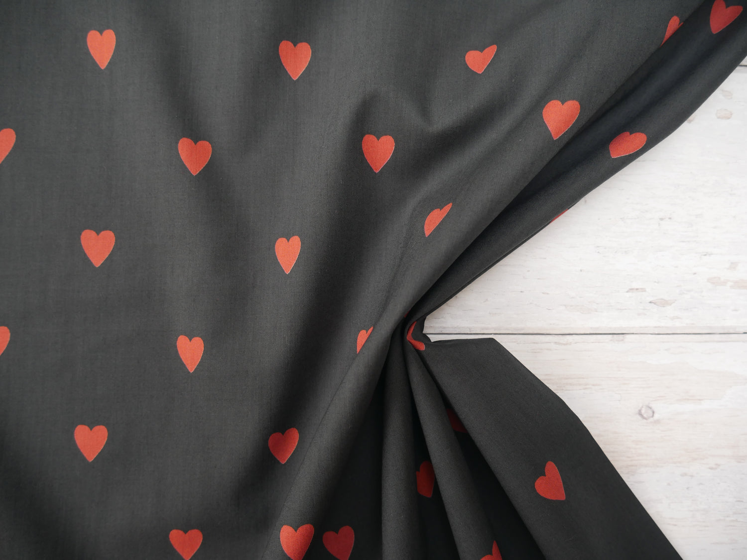 Loveheart Cotton Lawn by Lady McElroy in Black, £18.50 p/m-Fabric-Flying Bobbins Haberdashery