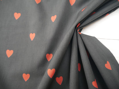 Loveheart Cotton Lawn by Lady McElroy in Black, £18.50 p/m-Fabric-Flying Bobbins Haberdashery