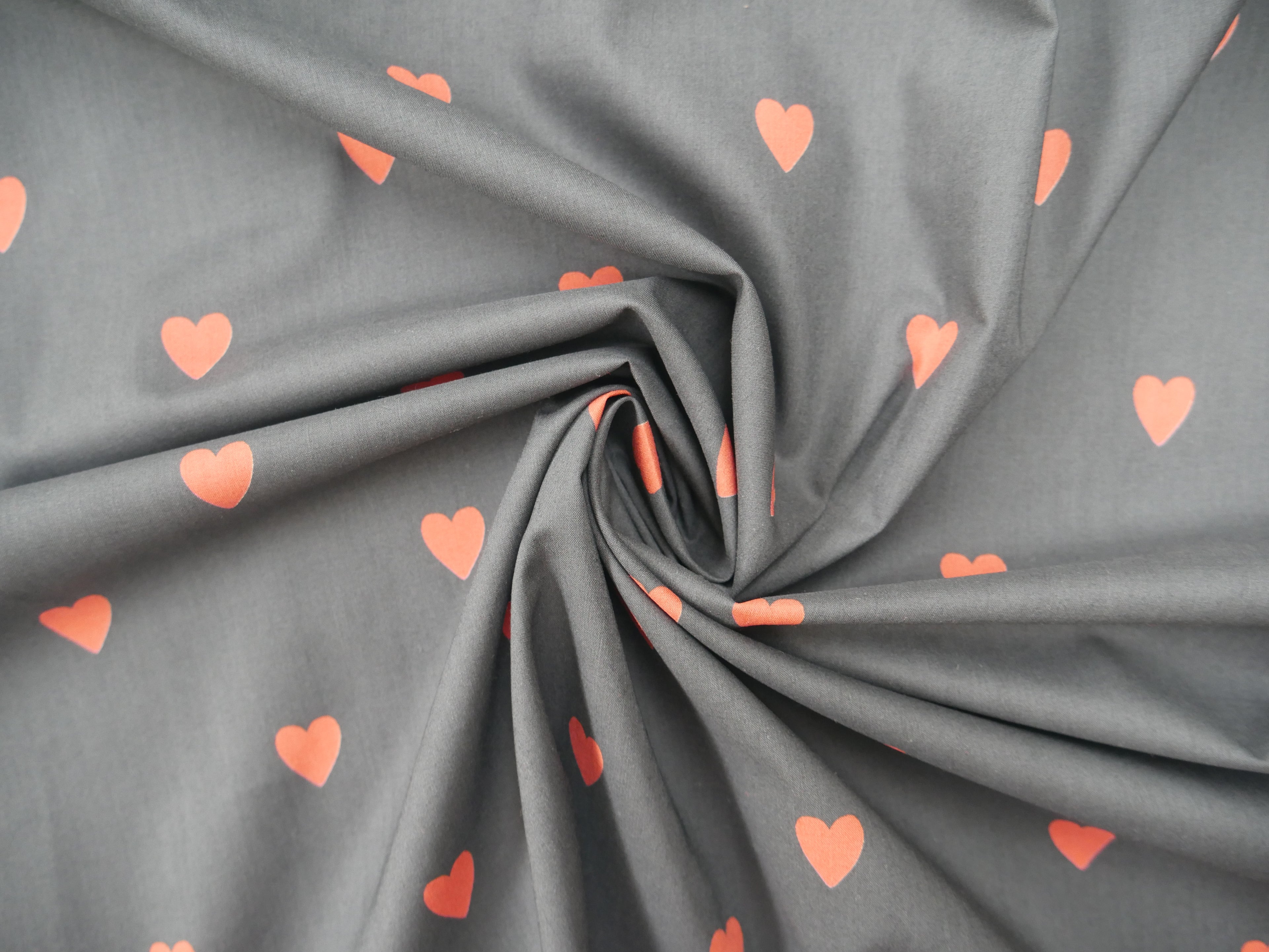 Loveheart Cotton Lawn by Lady McElroy in Black, £18.50 p/m-Fabric-Flying Bobbins Haberdashery