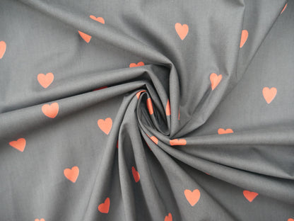 Loveheart Cotton Lawn by Lady McElroy in Black, £18.50 p/m-Fabric-Flying Bobbins Haberdashery