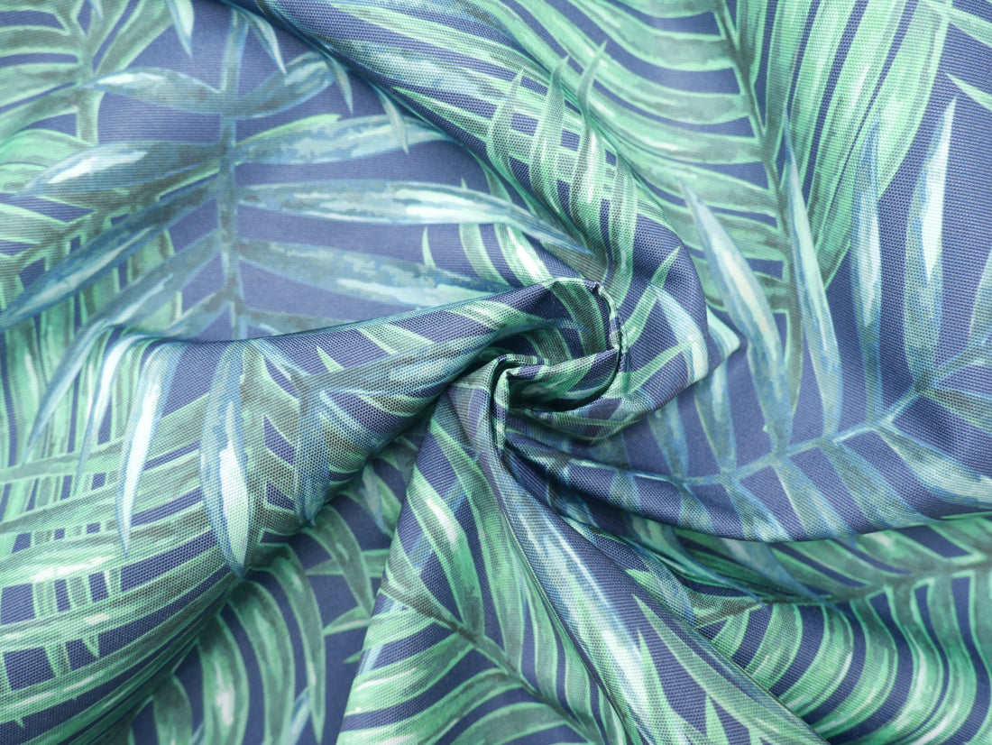 Outdoor Fabric - Chartwell Palm in Midnight, £12.00 p/m-Polyester-Flying Bobbins Haberdashery