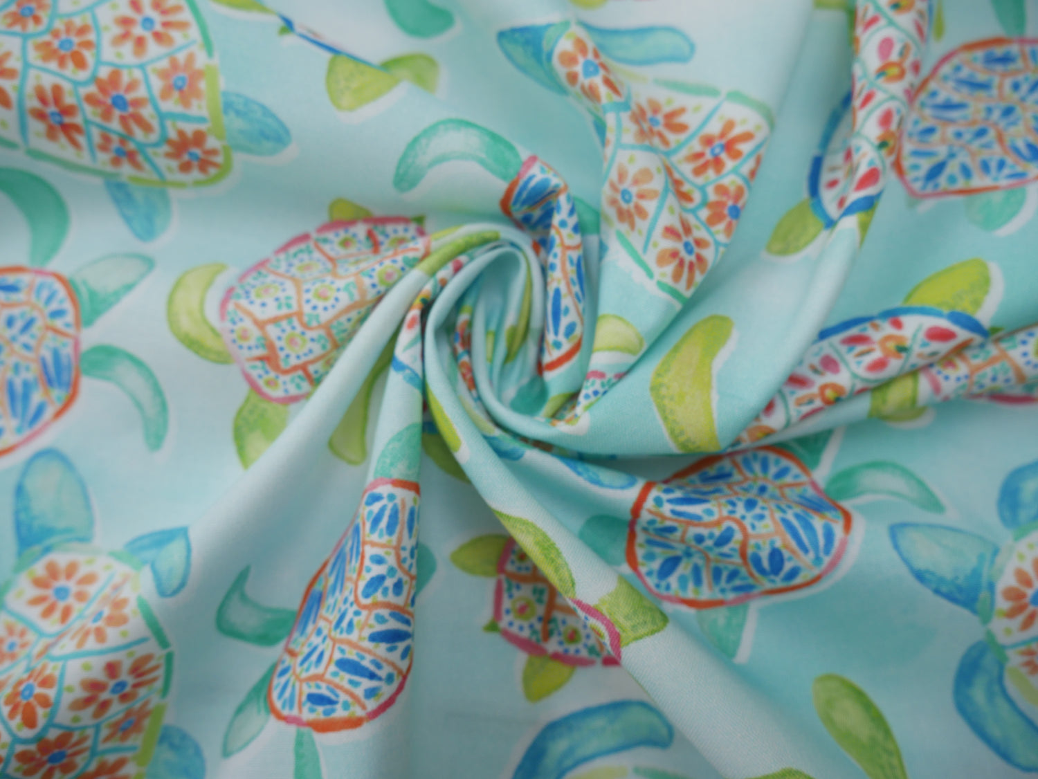 Sandsational Sea Turtle Printed Cotton, £12.50 pm-Cotton Fabric-Flying Bobbins Haberdashery