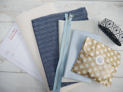 Amber Cross-Body Bag Making Kit - Indigo-Sewing Kit-Flying Bobbins Haberdashery