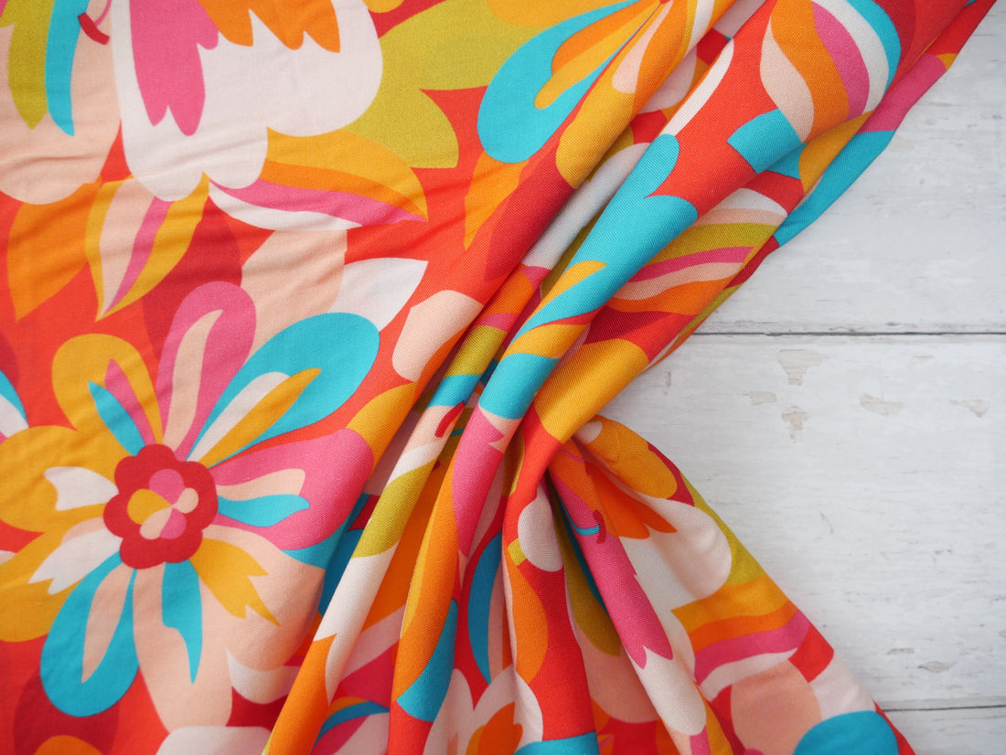 Dashwood Tapestry Floral Rayon in Red-Viscose Challis-Flying Bobbins Haberdashery