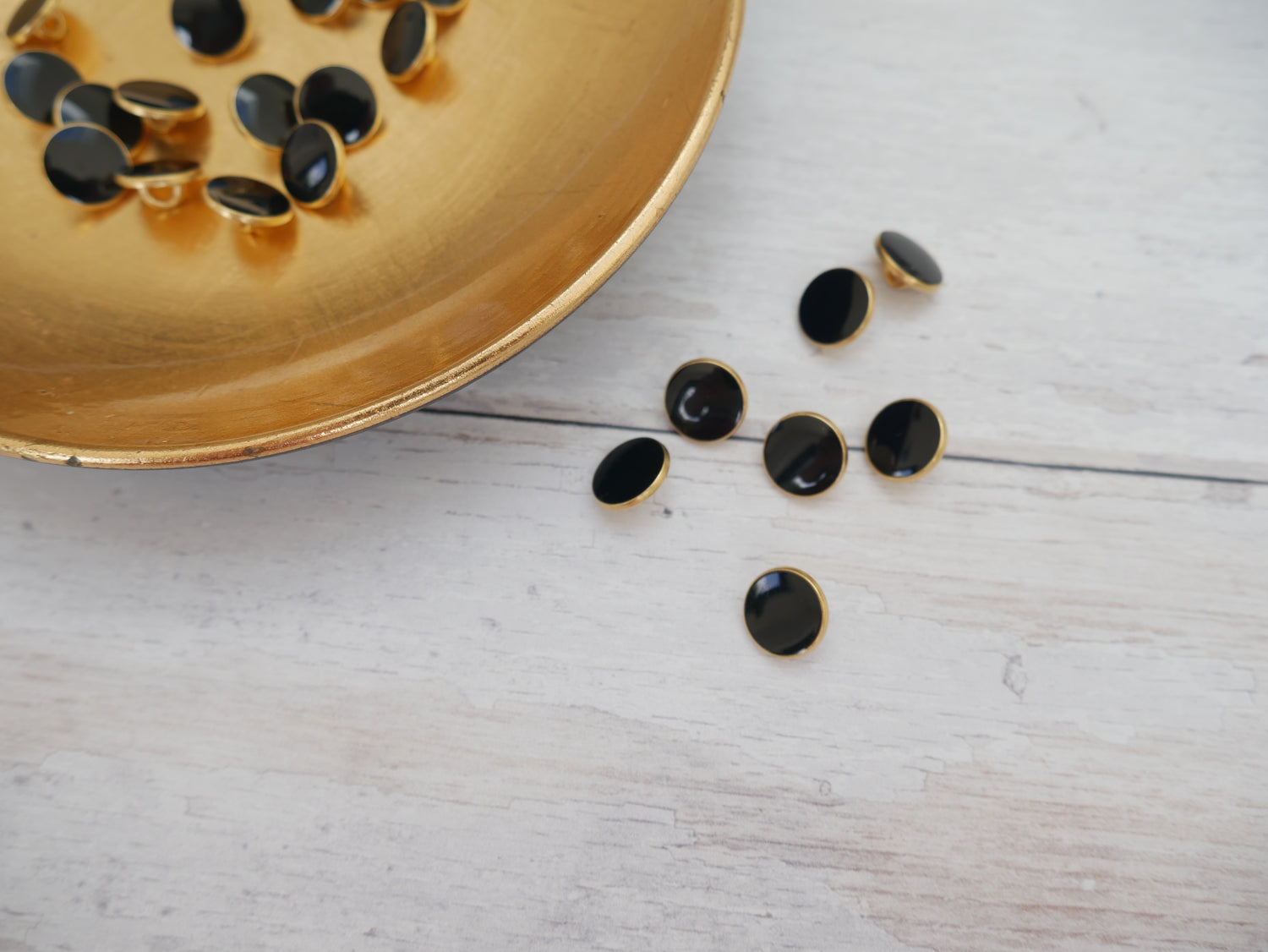Lacquered Metal Button, 11mm in Black-Button-Flying Bobbins Haberdashery