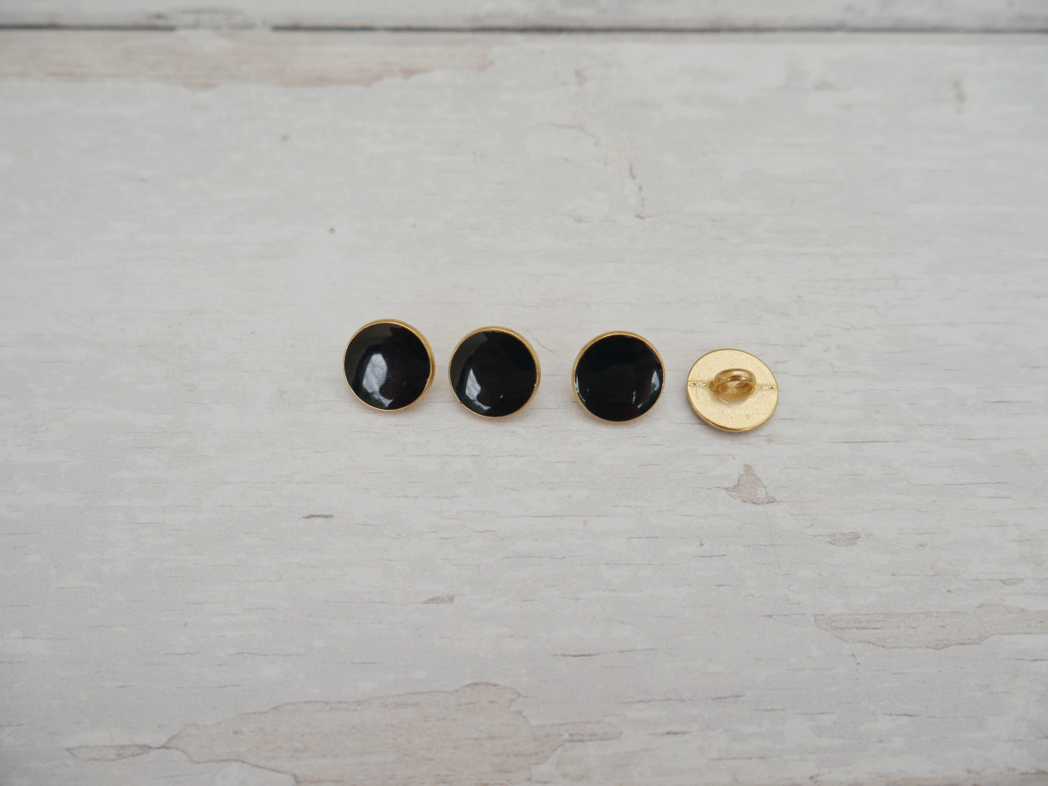 Lacquered Metal Button, 11mm in Black-Button-Flying Bobbins Haberdashery