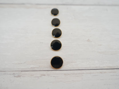 Lacquered Metal Button, 11mm in Black-Button-Flying Bobbins Haberdashery