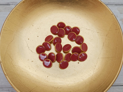 Lacquered Metal Button, 11mm in Terracotta-Button-Flying Bobbins Haberdashery