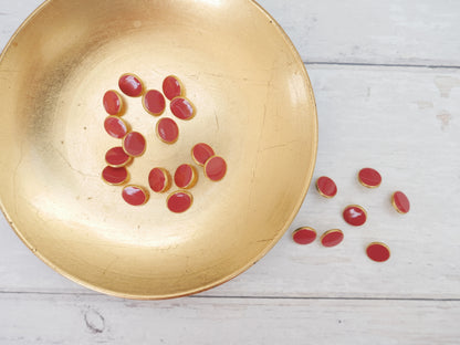Lacquered Metal Button, 11mm in Terracotta-Button-Flying Bobbins Haberdashery