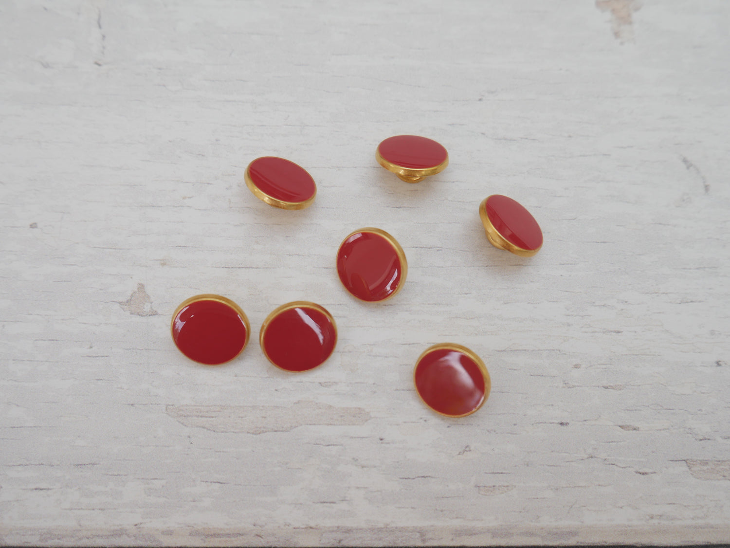 Lacquered Metal Button, 11mm in Terracotta-Button-Flying Bobbins Haberdashery
