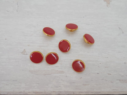 Lacquered Metal Button, 11mm in Terracotta-Button-Flying Bobbins Haberdashery