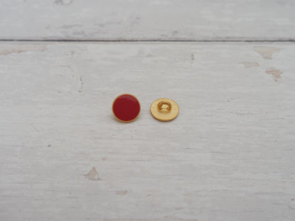 Lacquered Metal Button, 11mm in Terracotta-Button-Flying Bobbins Haberdashery