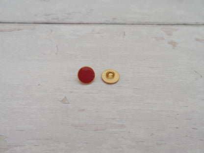 Lacquered Metal Button, 11mm in Terracotta-Button-Flying Bobbins Haberdashery