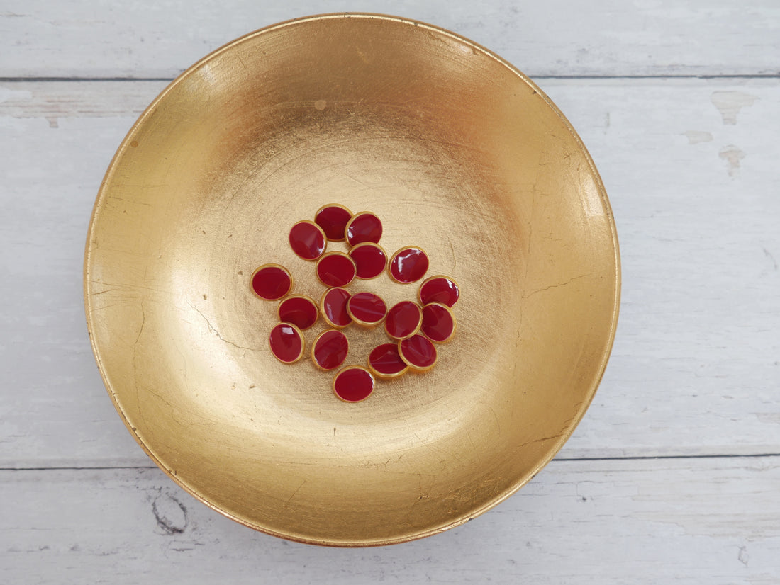 Lacquered Metal Button, 11mm in Claret-Button-Flying Bobbins Haberdashery