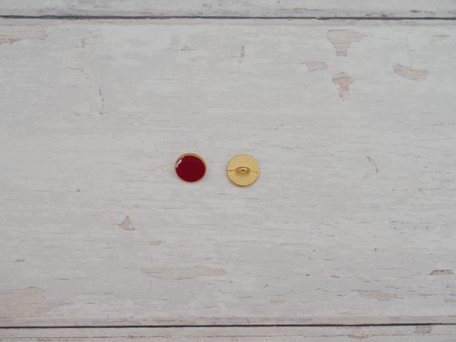 Lacquered Metal Button, 11mm in Claret-Button-Flying Bobbins Haberdashery