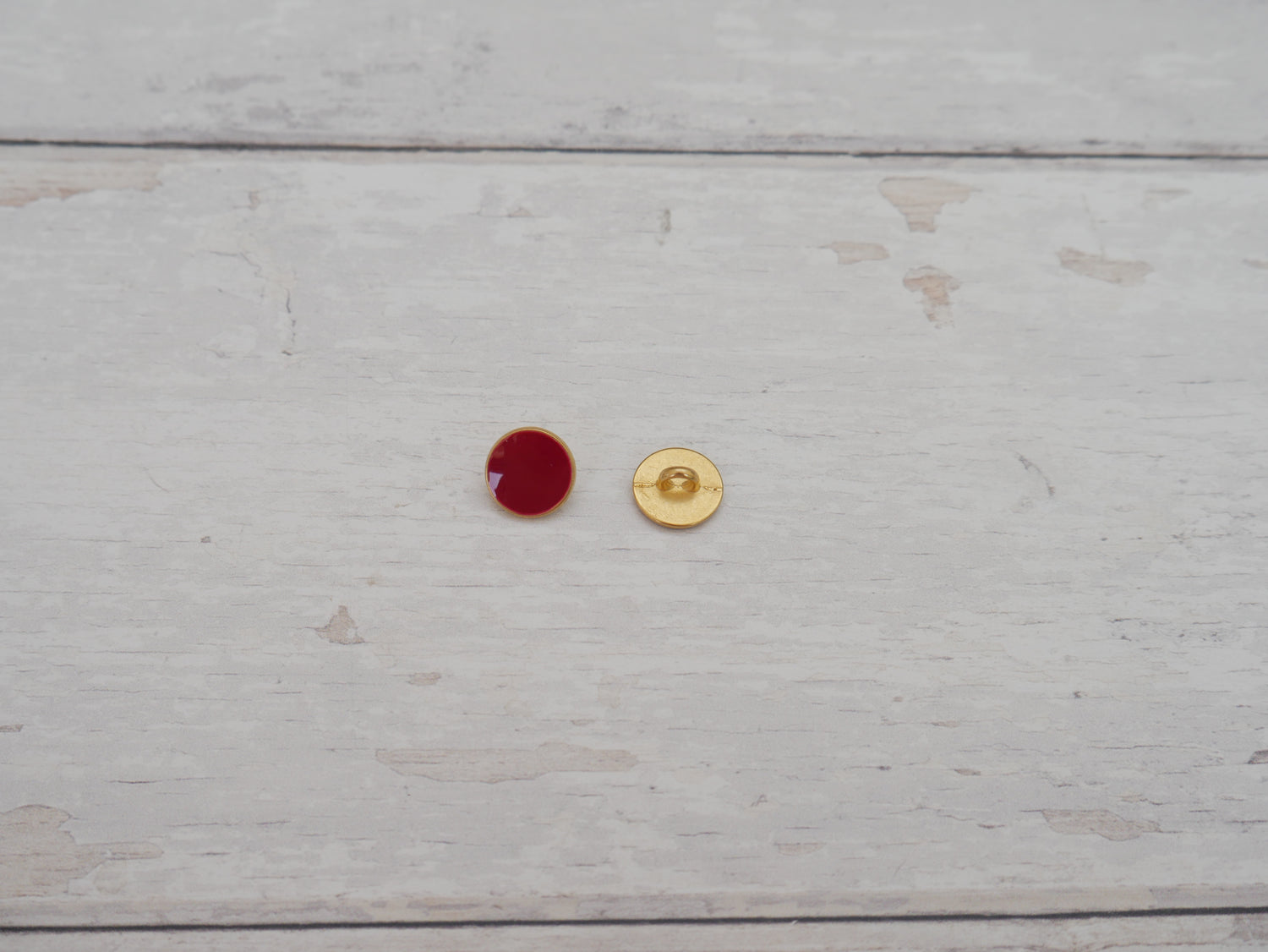 Lacquered Metal Button, 11mm in Claret-Button-Flying Bobbins Haberdashery