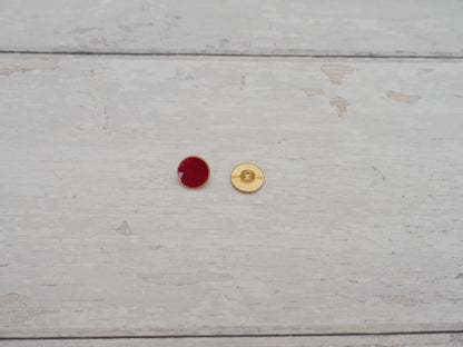 Lacquered Metal Button, 11mm in Claret-Button-Flying Bobbins Haberdashery